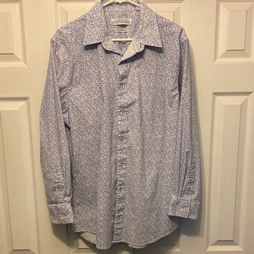 Everywhere Men's Casual White and Blue Shirt